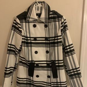 Black and white pea coat